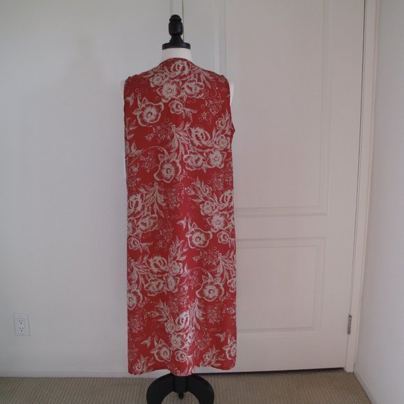 LULA ROE Red Floral Sleeveless Duster - Picture 10 of 11
